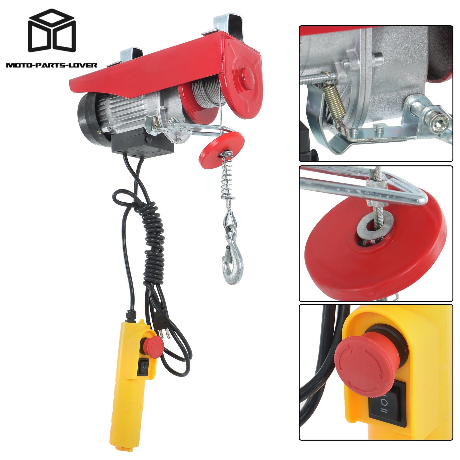 440lbs/200kg Mini Electric Hoist Single/Double Slings 6.6ft Wired Remote Control