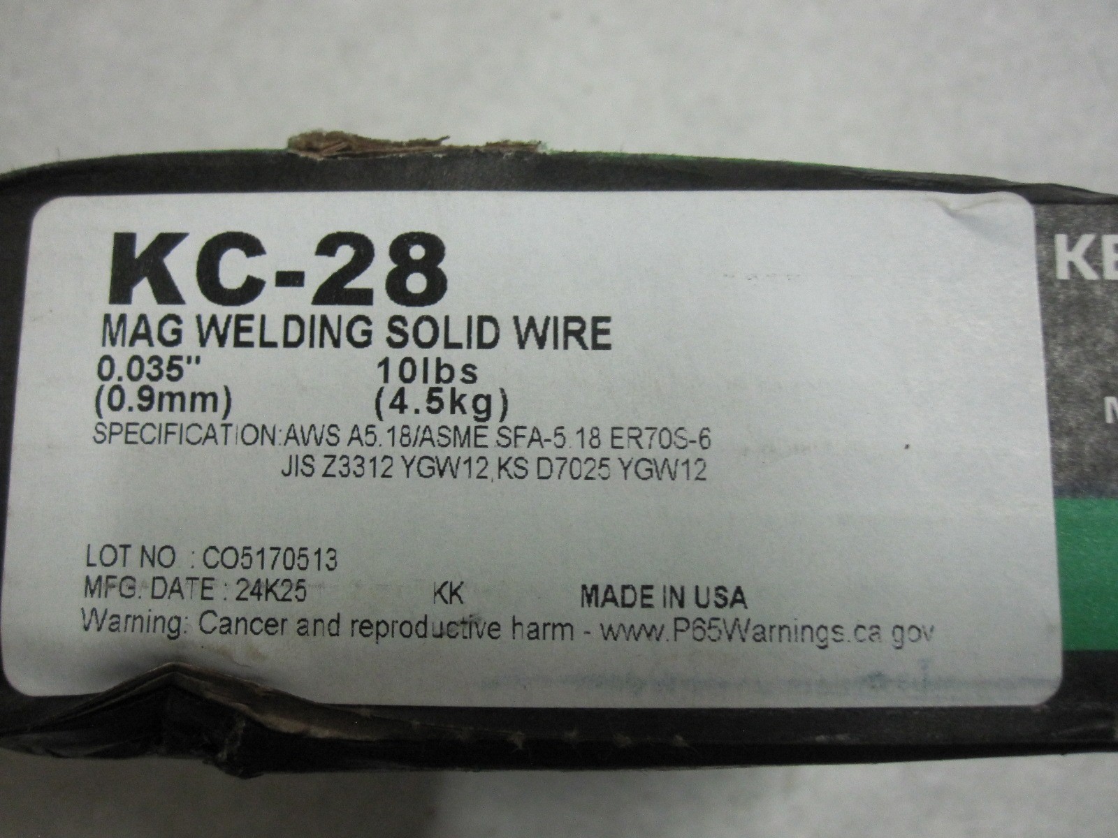 Genuine 2 QTY Kiswel 10lbs KC-28 MAG Welding Solid Wire Spools .035″ Dia ER70S-6