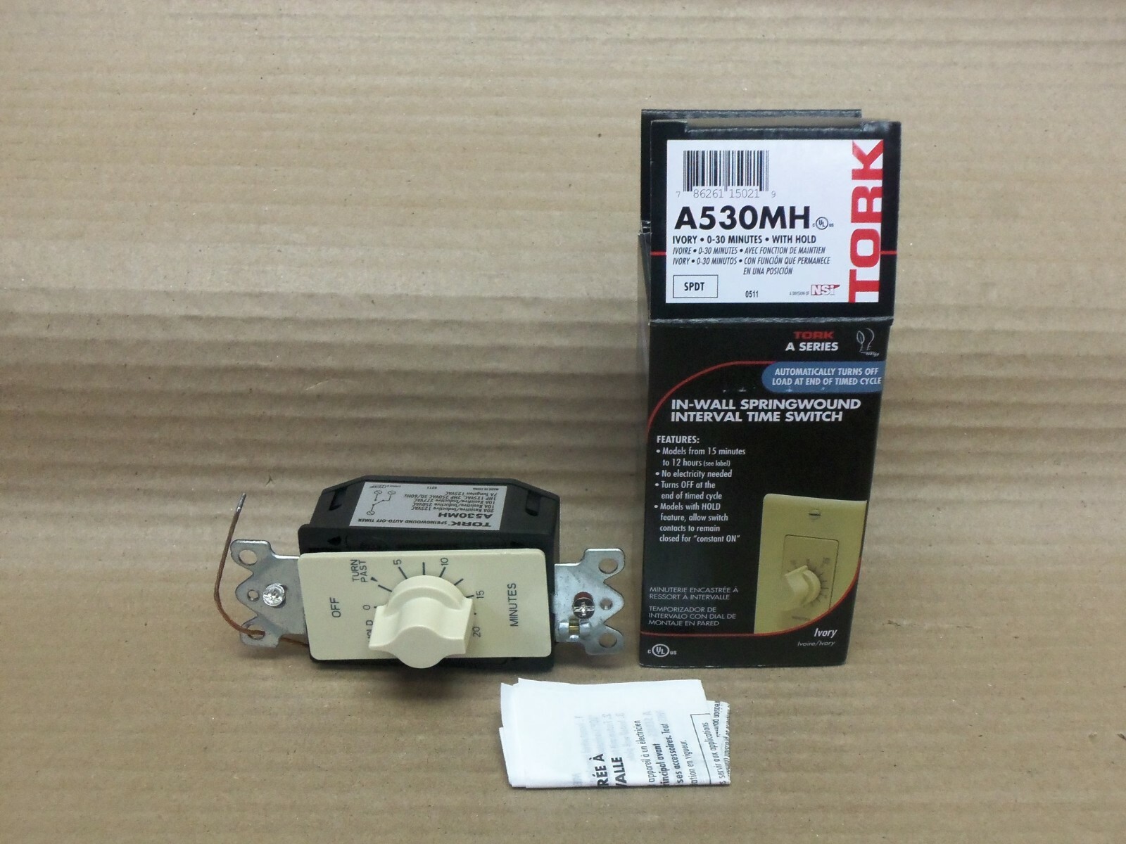 New Tork A530MH Ivory 0-30 min w. Inwall Springwound Time Switch