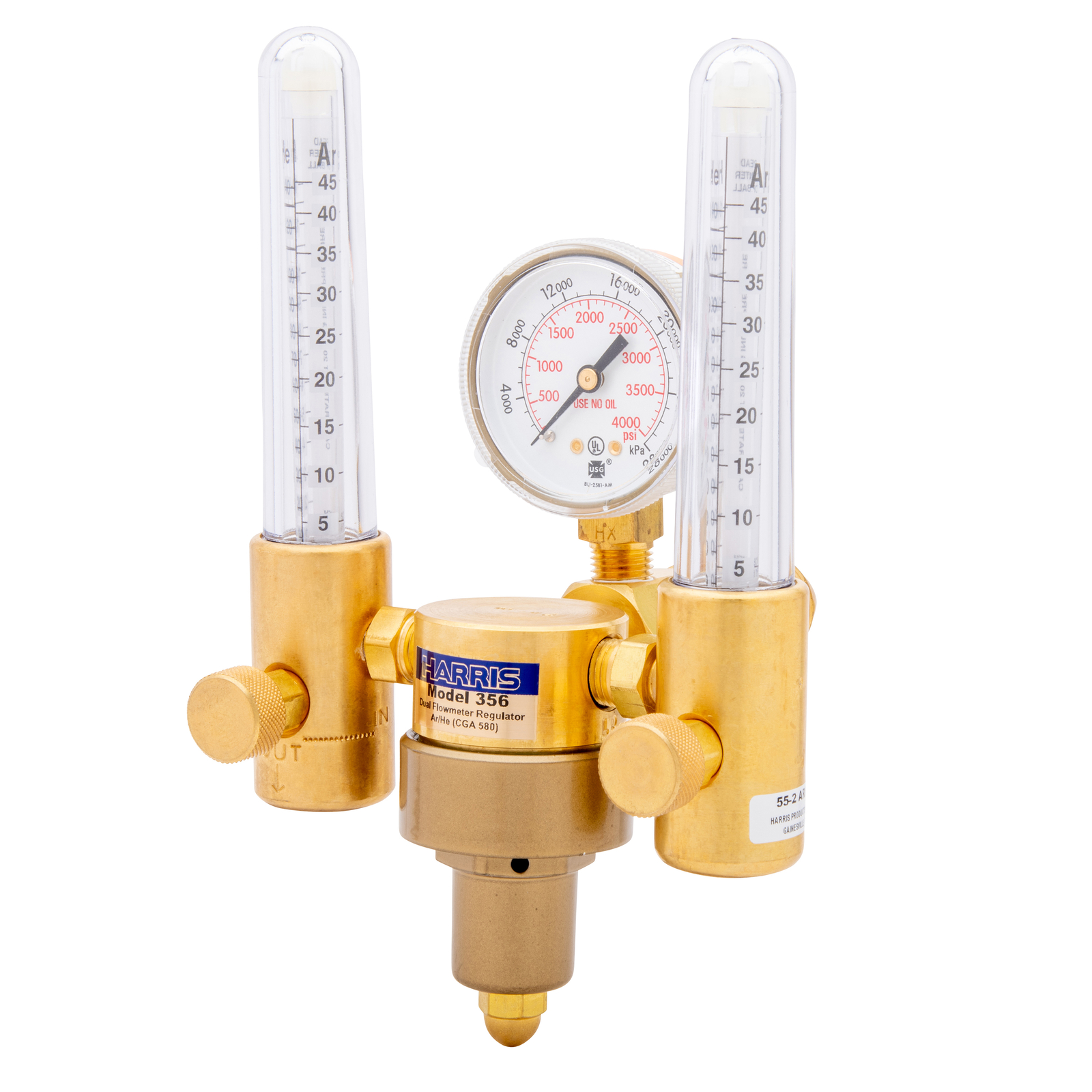Harris Model 356-Ar-He-580 Dual Flowmeter Regulator 3100140