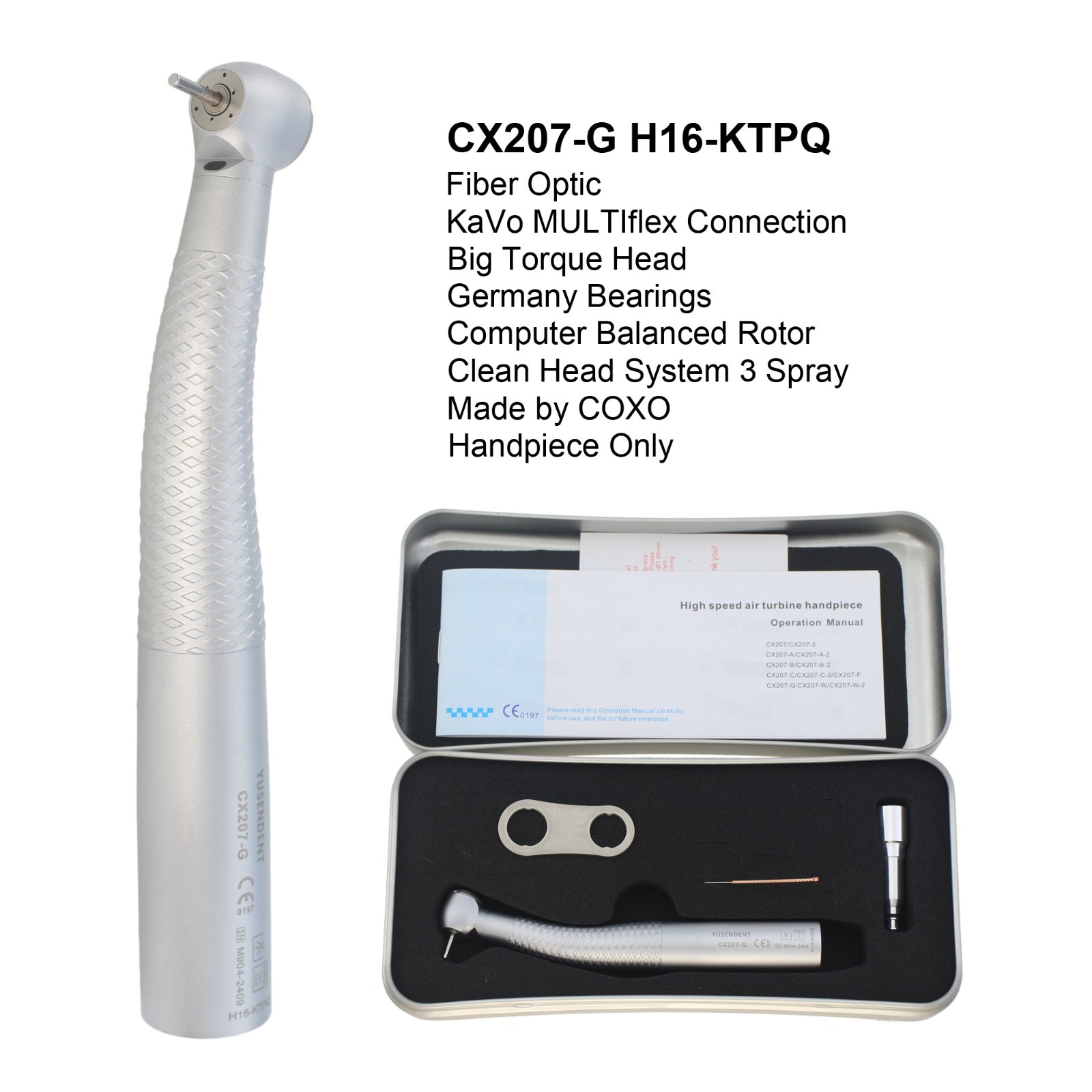 COXO Dental Handpiece High Speed Fiber Optic LED CX207-G KaVo NSK WH Coupling