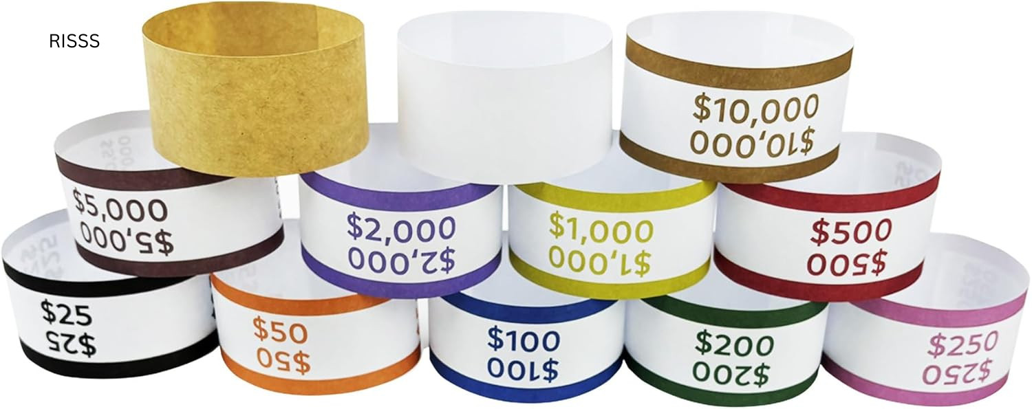 Multicolor Currency Strap, 600pcs Money Bands for Cash, Self-Adhesive Money Wrap