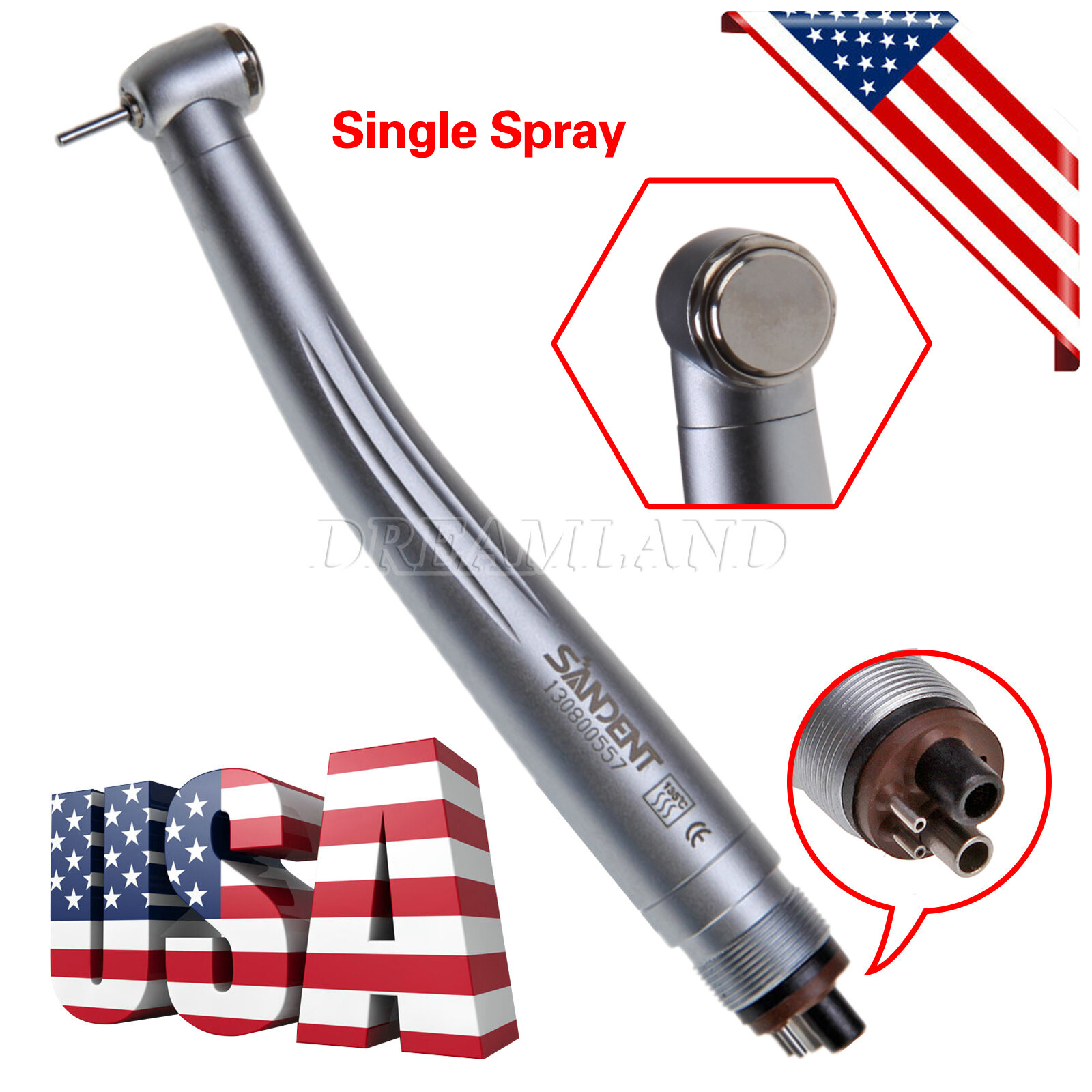 USA Dental High Speed Push Button Handpiece 2/4Hole E-generator Optic LED/No LED