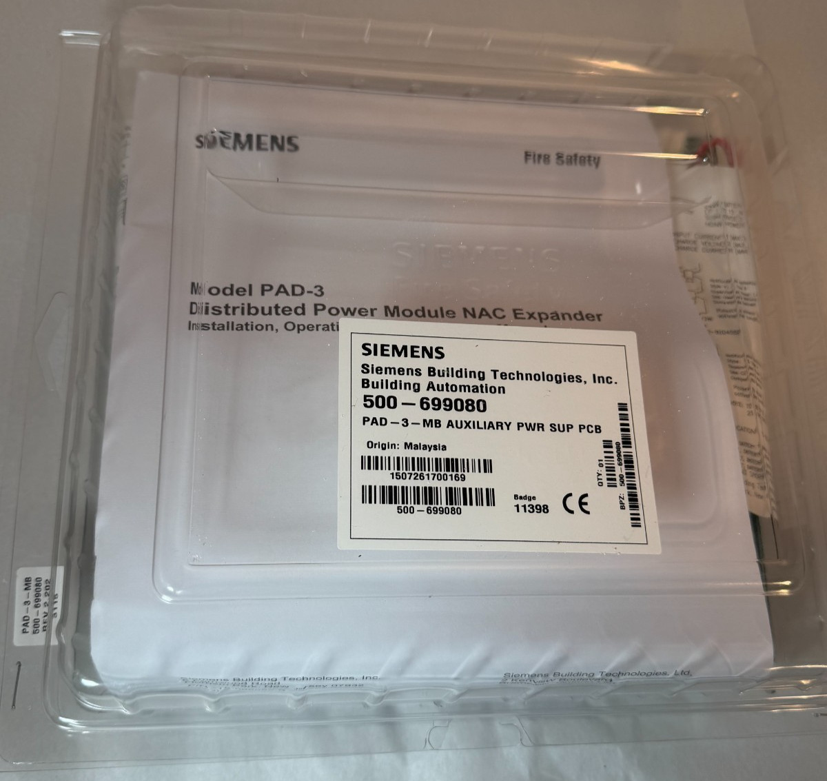 Siemens PAD-3 Auxiliary Power Supply Board 500-699080 – New