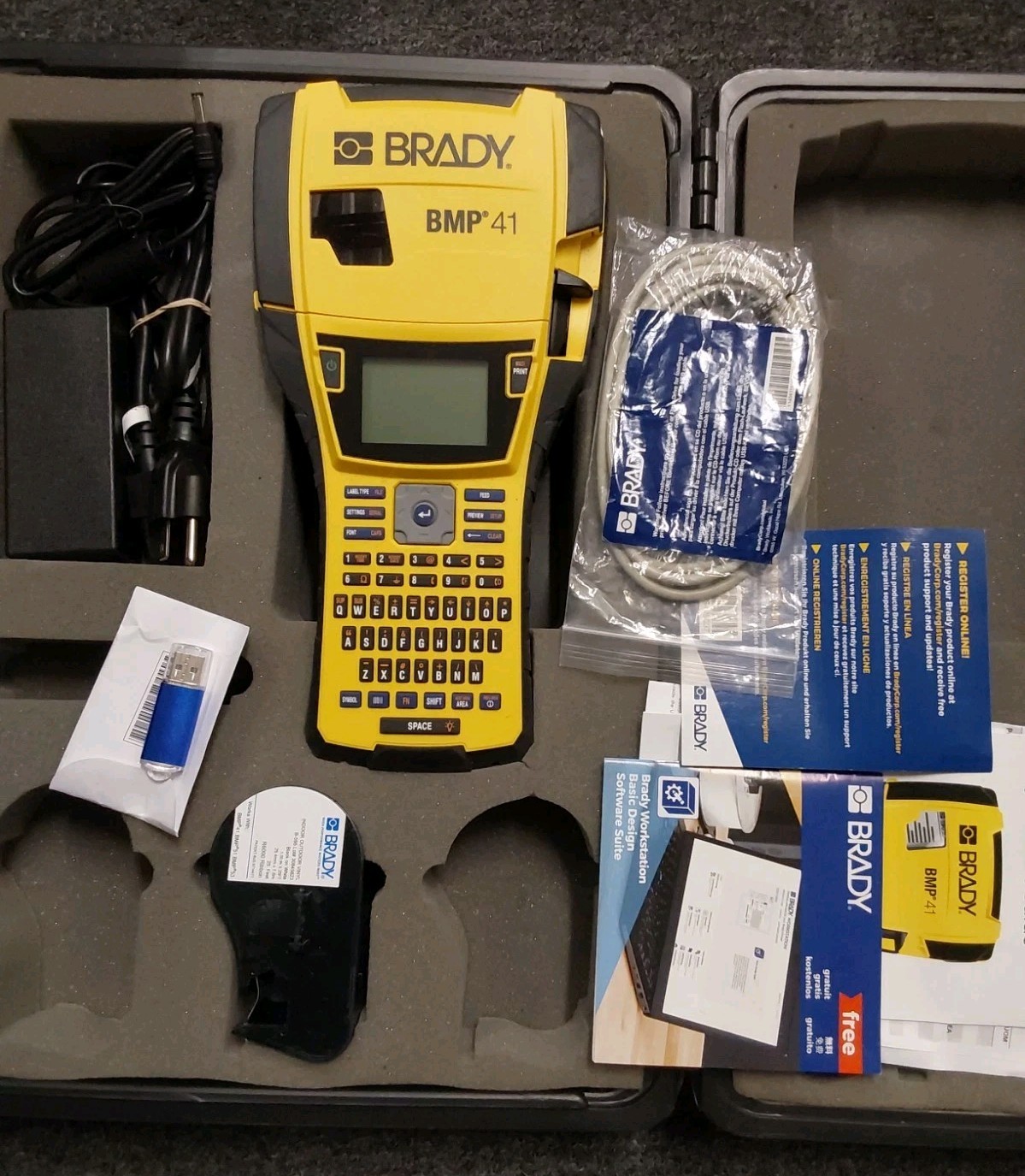 Brady BMP41 Portable Label Printer With Labels, Case, Rechargeable Battery BD