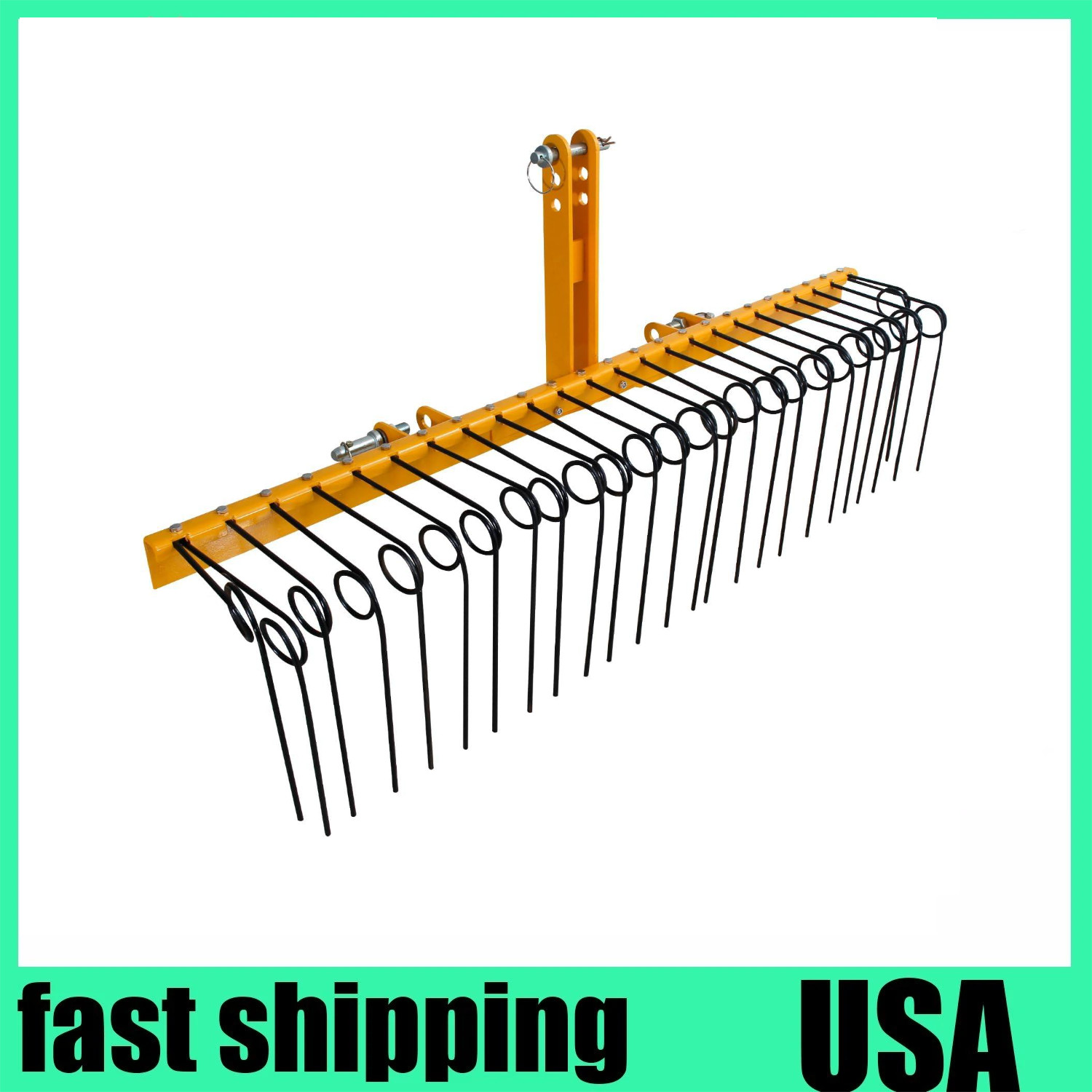 GARVEE 60 in Pine Straw Rake 3 Point Hitch Tractor Landscape Rake to Cat 0 Cat 1