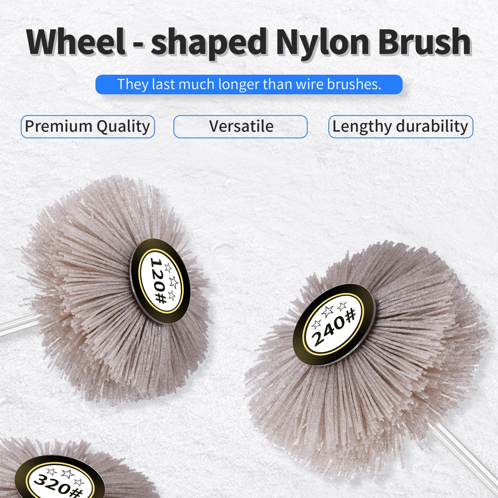 180 Grits Nylon Wheel Brush Abrasive Grinding Head 6mm 1/4 Inch Shank Polish