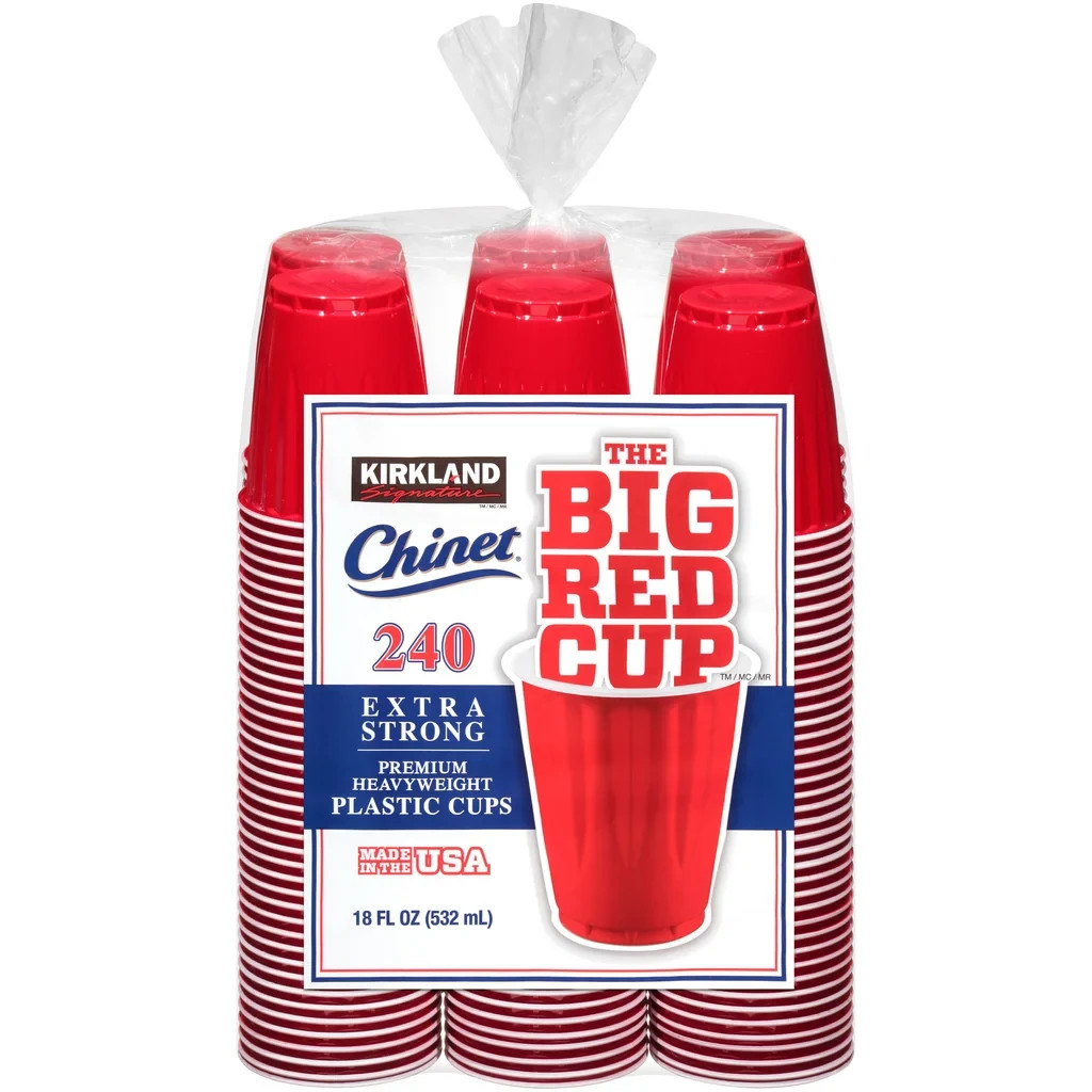 Kirkland Signature Chinet 18 oz Plastic Cup, Red, 240-count -FAST SHIPPING