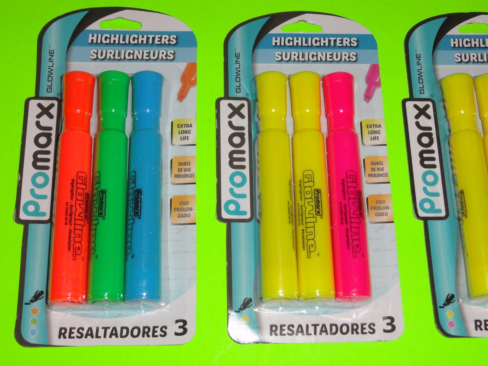 (36) Promarx Chisel Tip Jumbo Highlighter Marker ORANGE+GREEN+BLUE+YELLOW+PINK