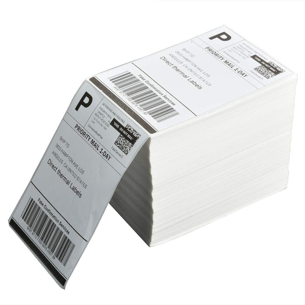 1000 Fanfold 4×6 Direct Thermal Shipping Barcode Labels for Zebra Rollo Printer