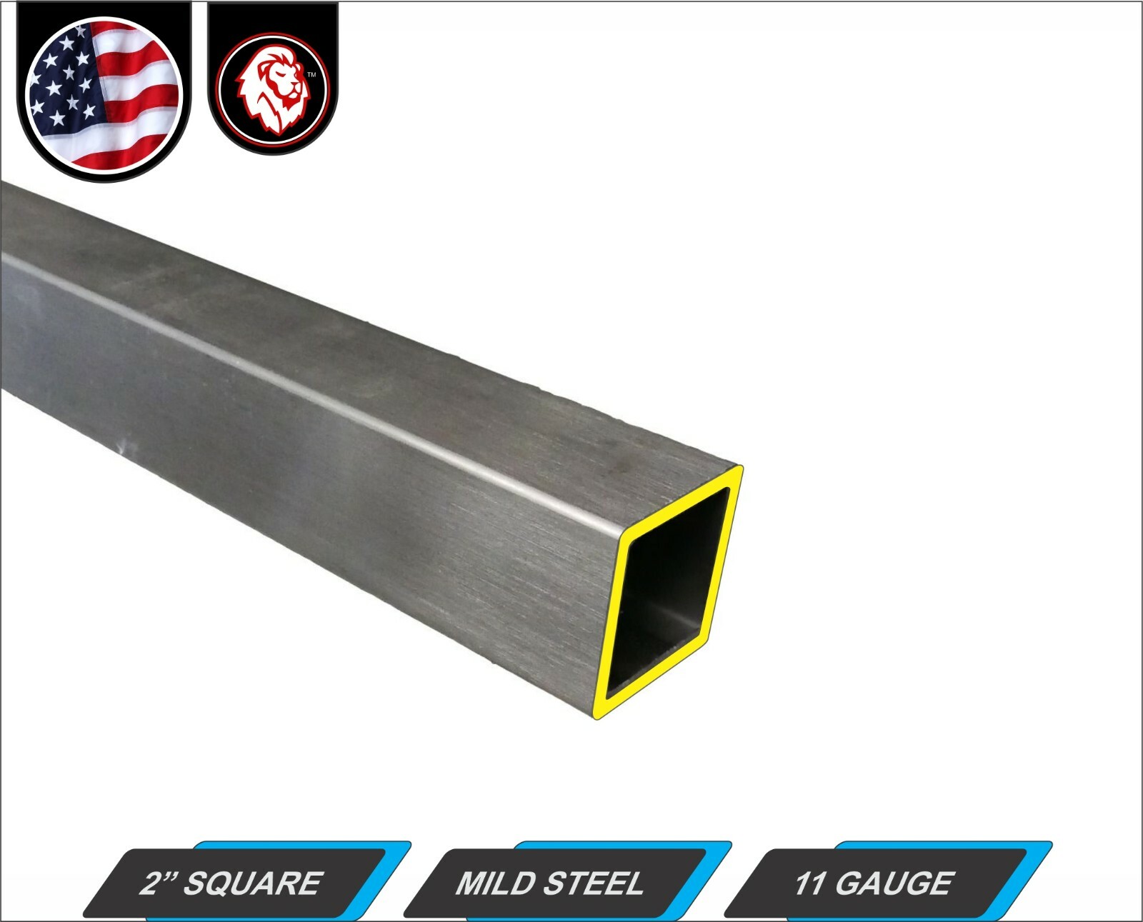 2″ Square Metal Tube – Mild Steel – 3/16 gauge – ERW – 12″ inch long (1-ft)