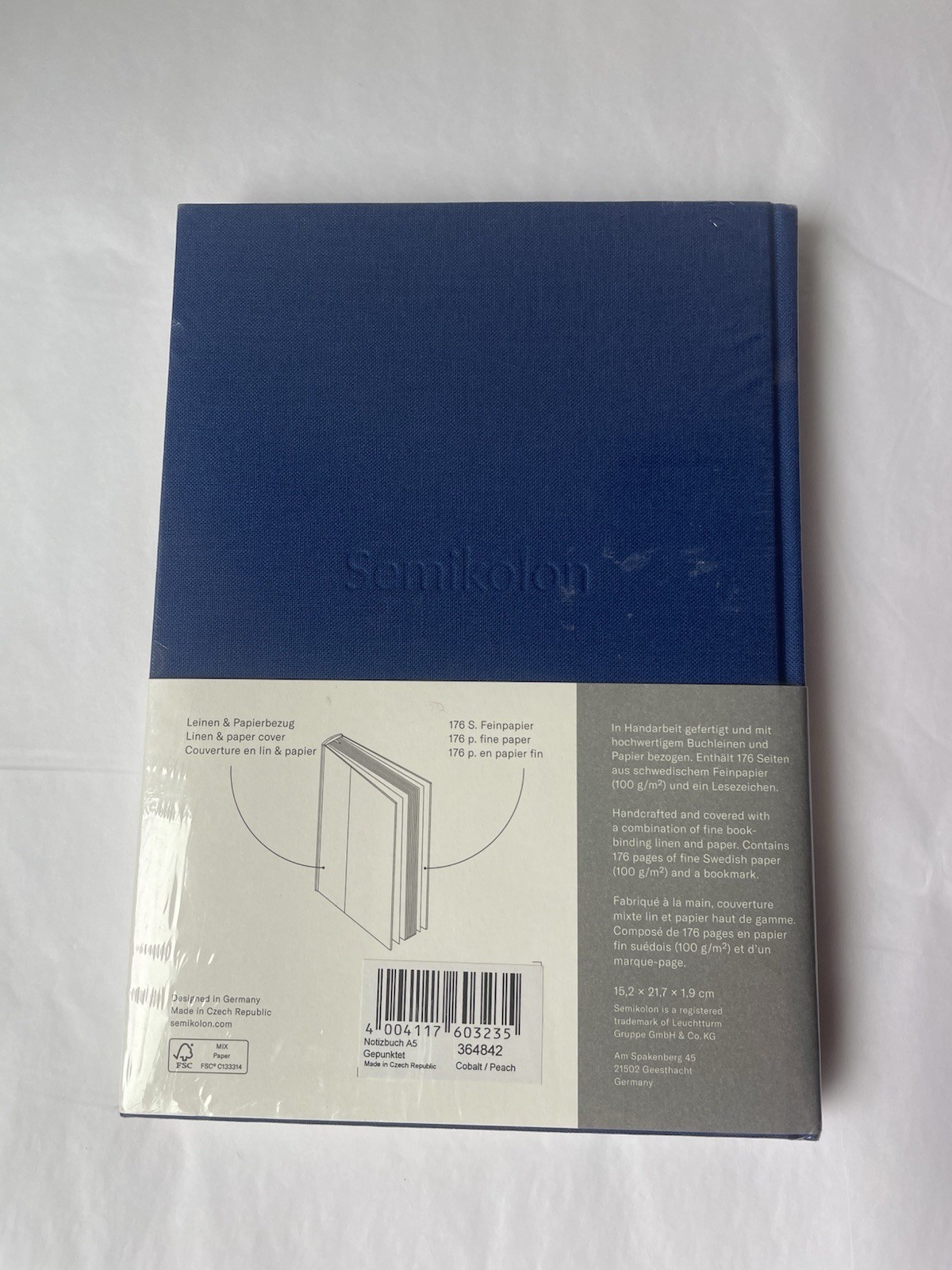 Semikolon A5 Dotted Pages Hardcover Notebook Journal Peach Blue New Sealed