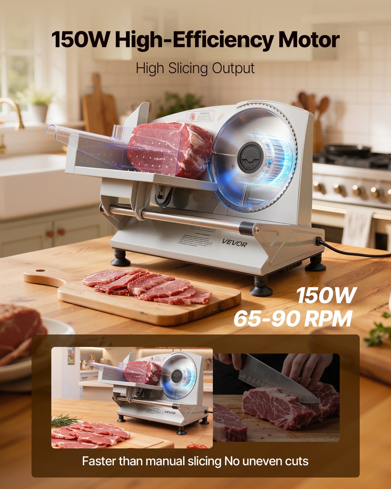 VEVOR Meat Slicer Electric Deli Slicer Machine 150W 6.7 in Sharp Blade for Home