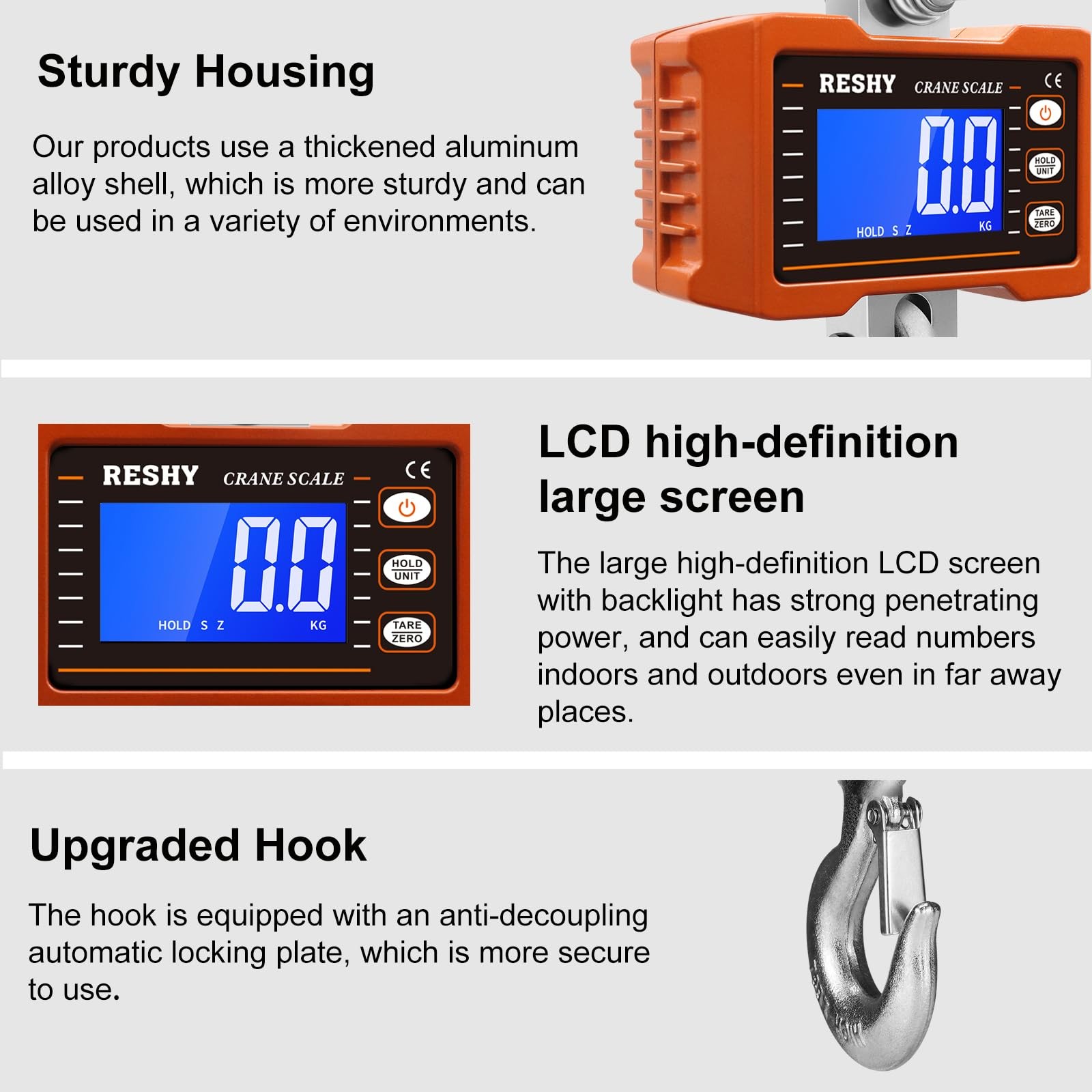 Digital Crane Scale 2200lb/1000Kg Heavy Duty for Farm, Livestock, Factory, Hu…