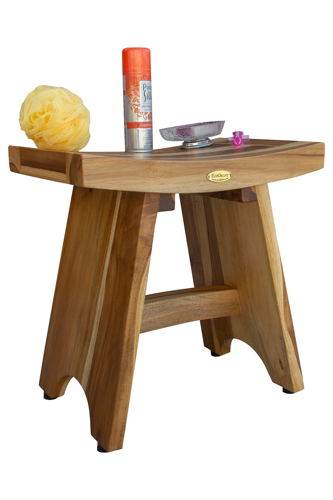 EcoDecors 18-Inch Teak Shower Stool 300 lb Capacity