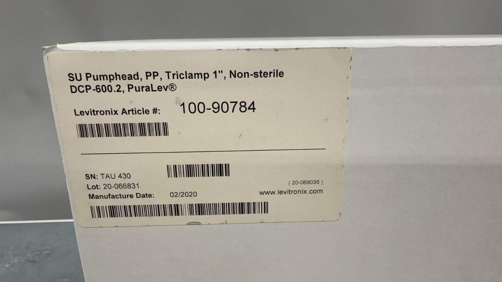 LEVITRONIX SU Pump Head, PP, Triclamp 1” DCP-600.2 Puralev 100-90784