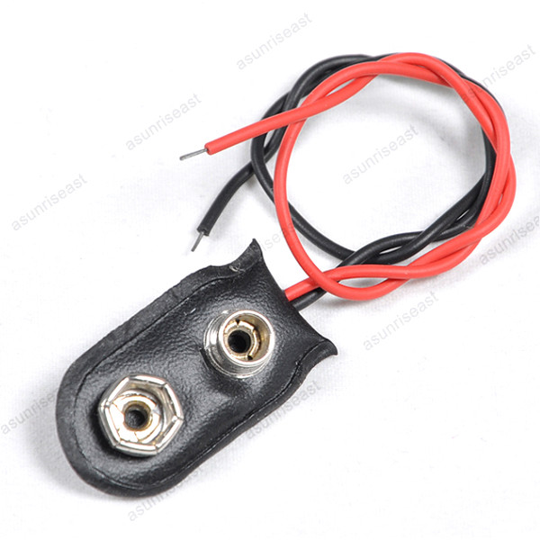 10 x Battery Connector Clip Snap-in 15cm Red Black Wire for 9V Rectangle 6F22