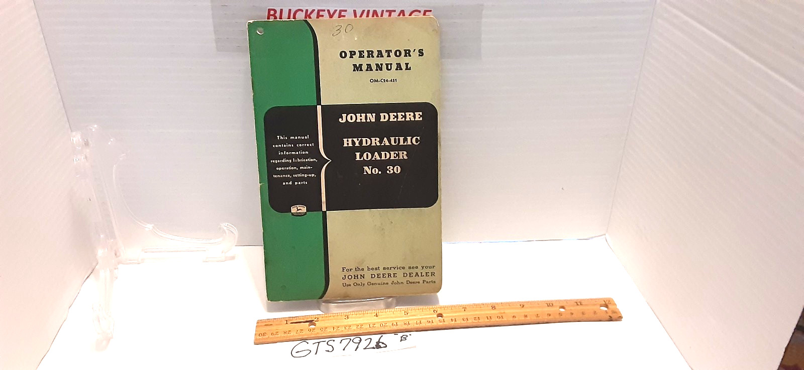 John Deere Operator’s Manual OM-C24-451 – HYDRAULIC LOADER No. 30 For M JD.