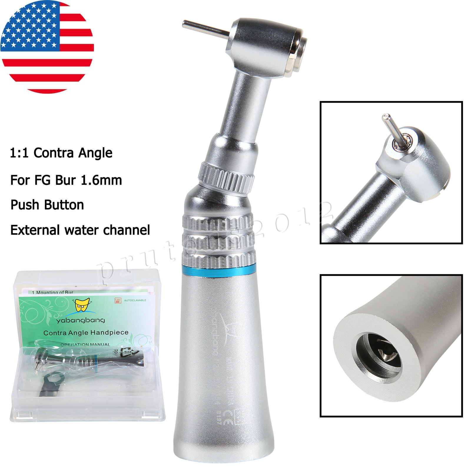 Dental FG 1.6mm Low Speed Contra Angle Handpiece Friction Grip NSK Style Push
