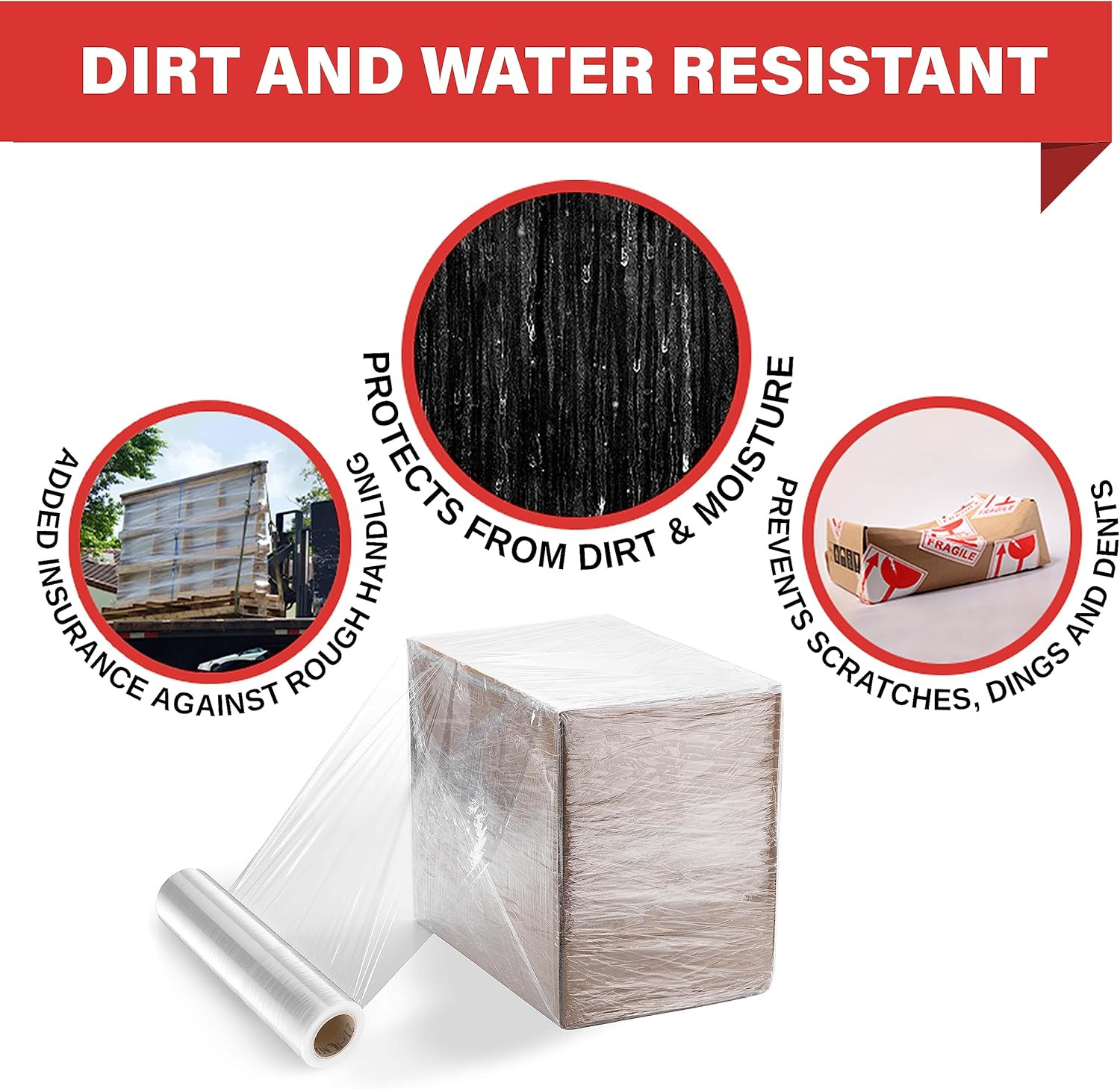 Industrial Strength Stretch Wrap 4 Pack, 18″ 1100 Sqft, 80 Gauge