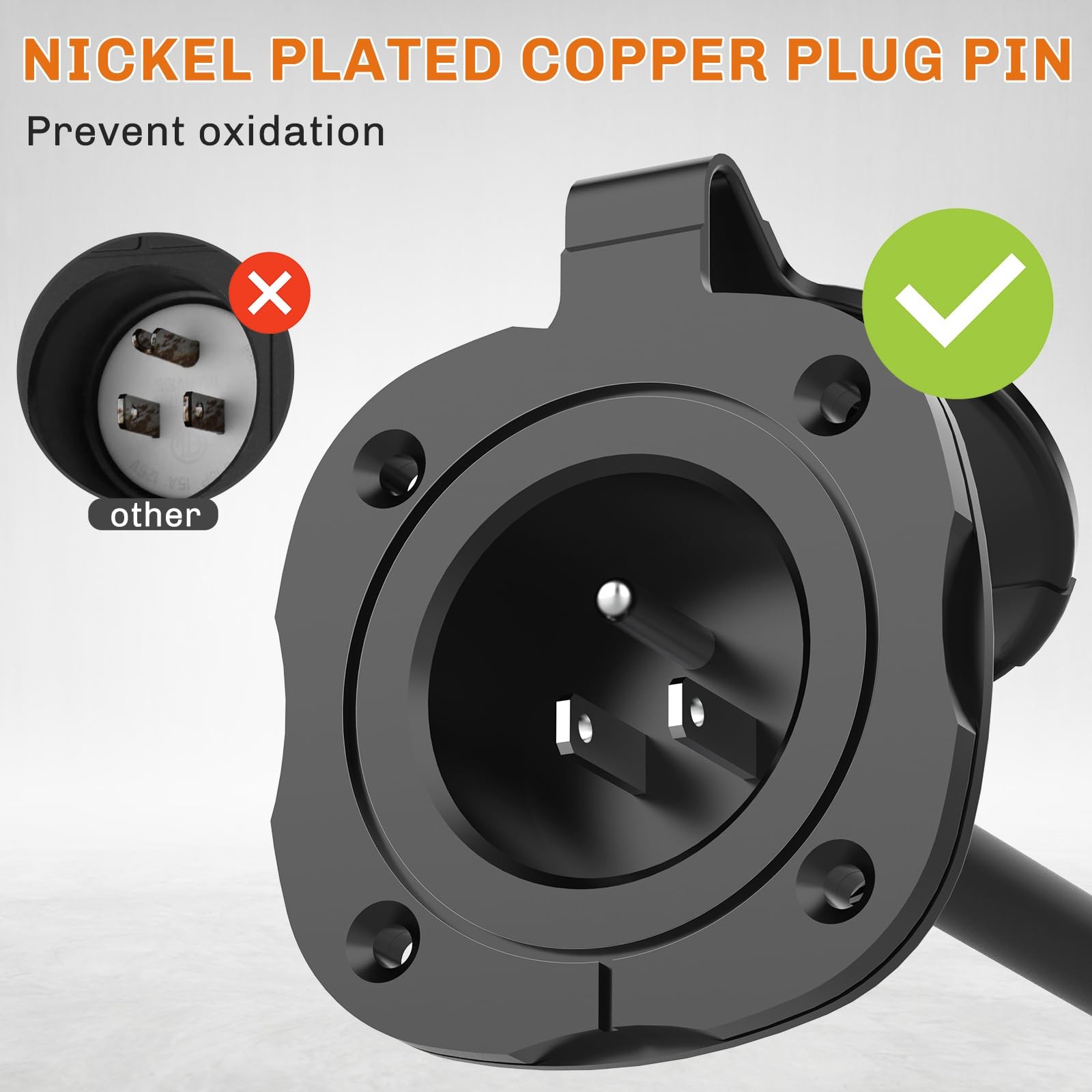 WELLUCK RV Shore Power Inlet Charger Plug 20 Amp 15Amp AC Port Plug, Black
