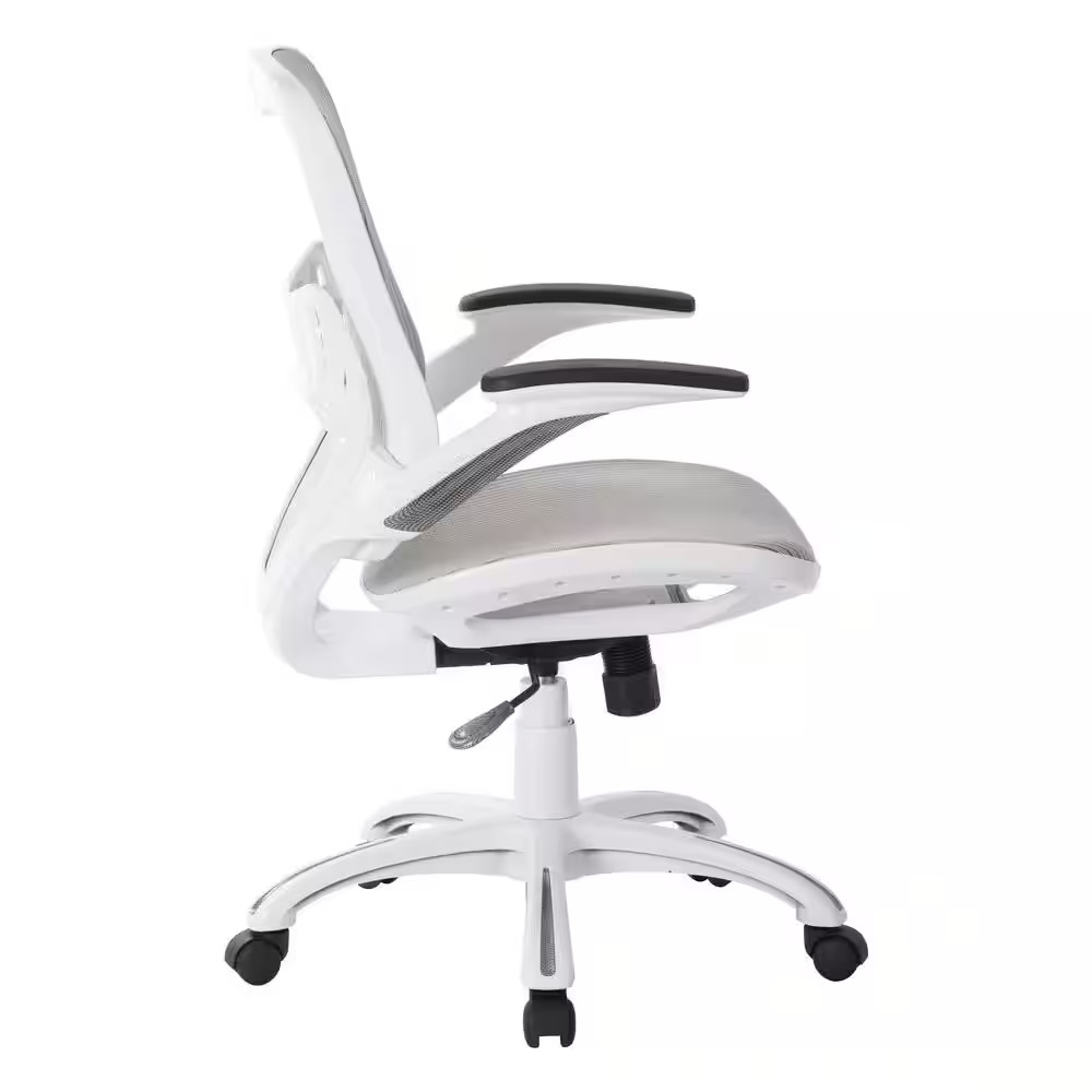 Riley 24.5 In. Wide White Upholstered Ergonomic Office Chair with Adjustable Hei