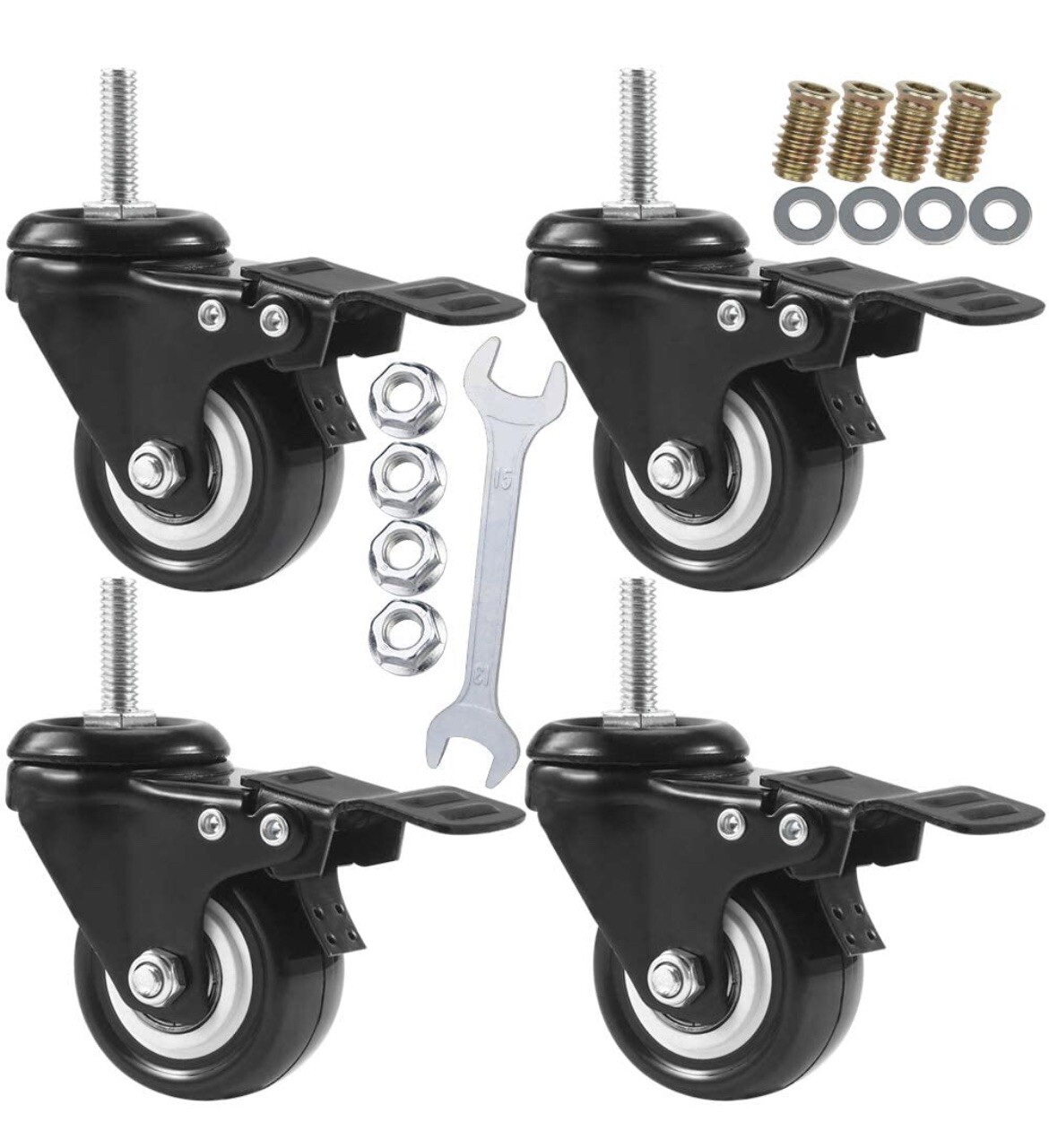DICASAL Swivel Casters 2 Inch Metric Thread Size Stem Wheels Castors PU Quite…