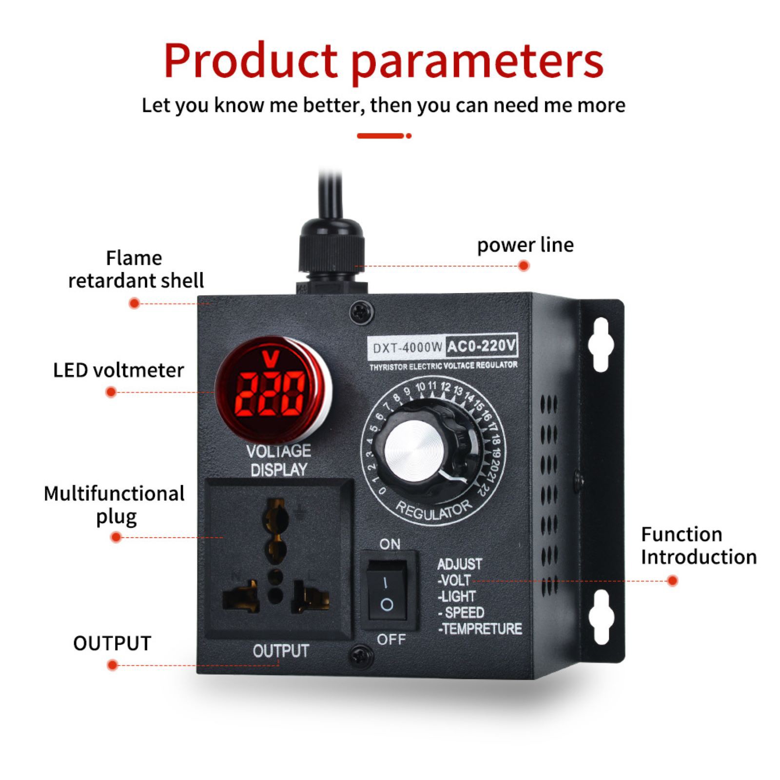 AC 110V/220V 4000W New SCR Electronic Voltage Regulator Fan Speed Controller