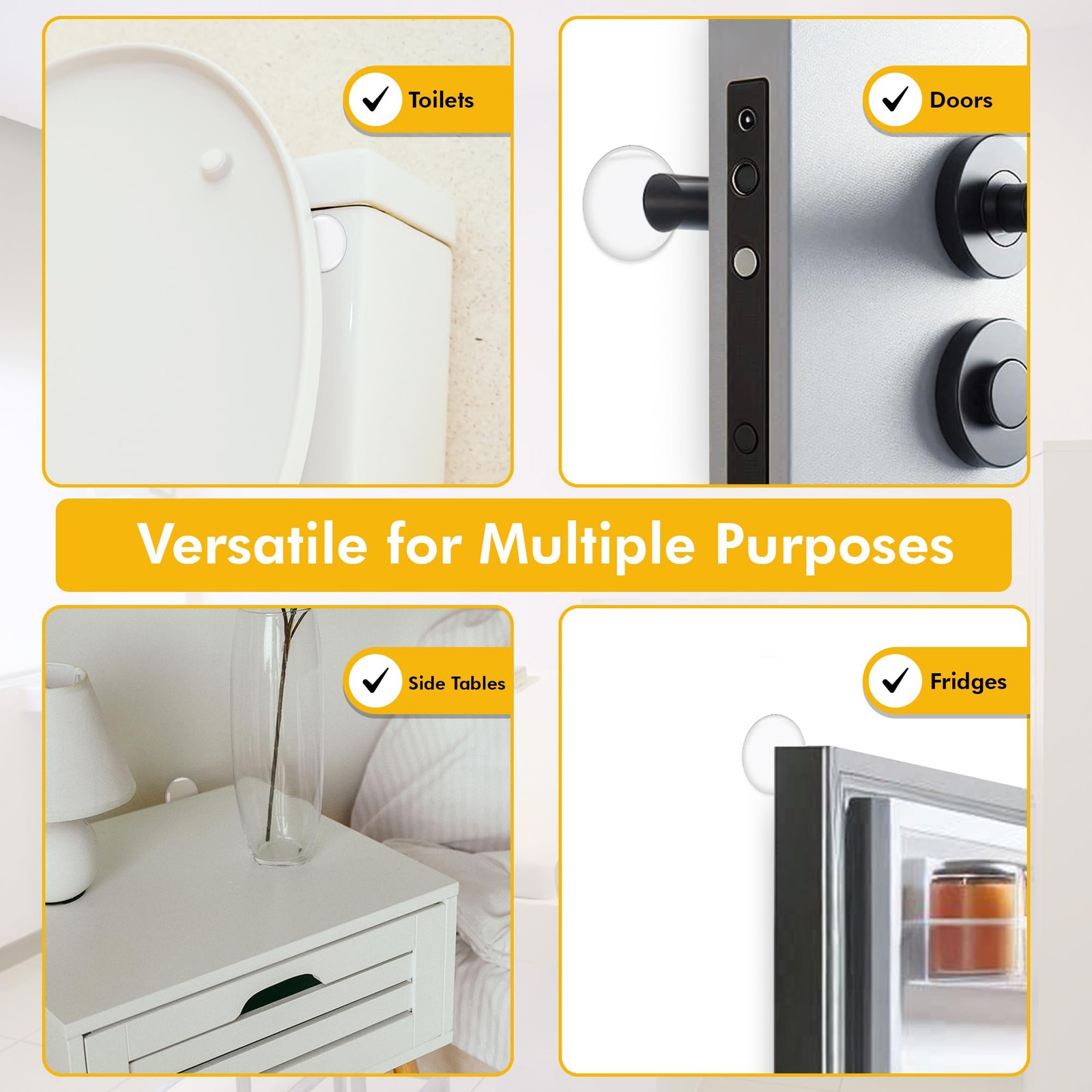 White 3.1 Inch Door Stoppers for Wall Clean Dry Surface Bumpers