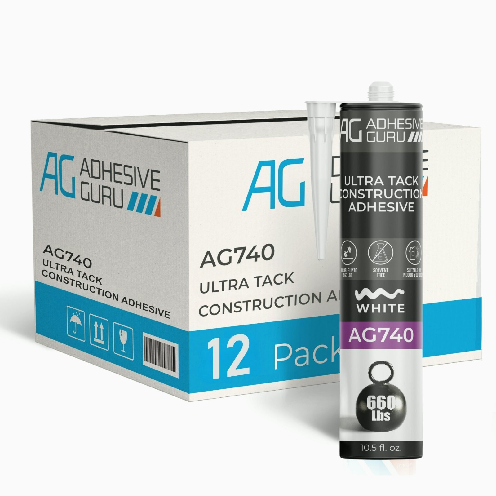 Adhesive Guru AG740 Ultra Tack Hybrid Construction Adhesive (12×10.5 fl oz),