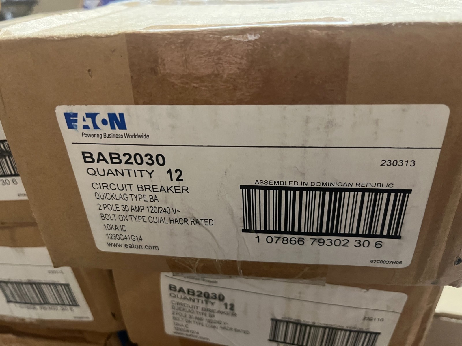 NEW Eaton BAB2030 Quicklag thermal-magnetic circuit breakers