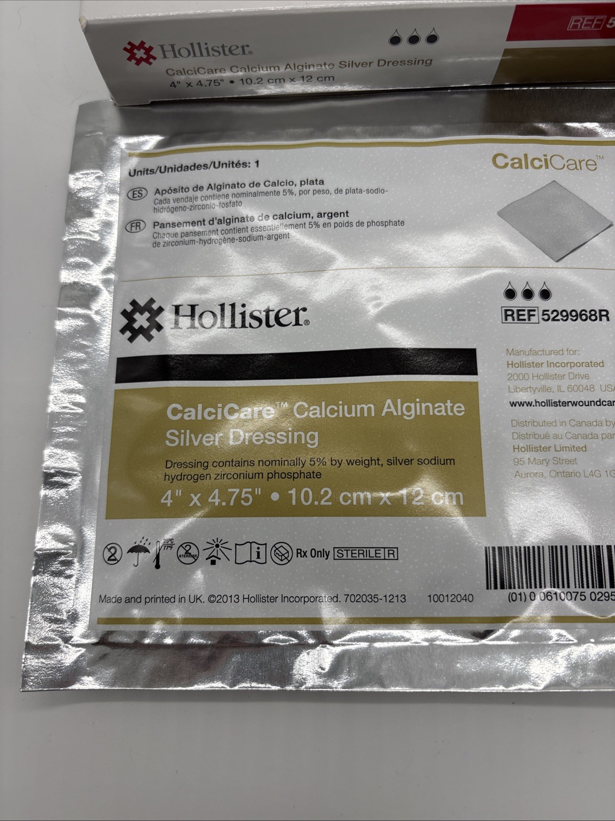 HOLLISTER CalciCare Calcium Alginate SILVER DRESSING,4″ X 4.75″ 529968R 20/11/14