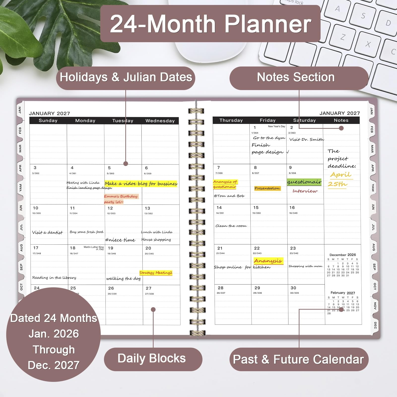 2025-2026 Monthly Planner – 2 Year Monthly Planner, JAN.2025 to DEC.2026, 8.5 x