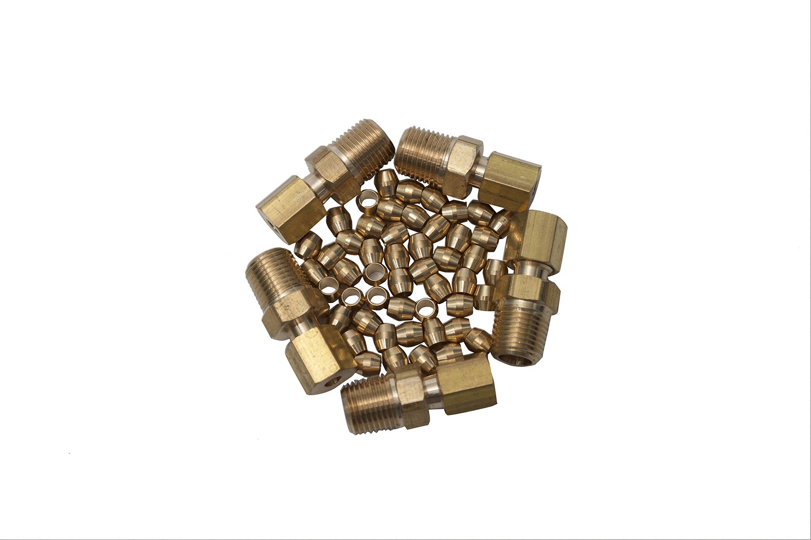 LTWFITTING 1/8Inch Brass Compression Sleeves Ferrule with 1/8Inch OD x 1/8Inc…