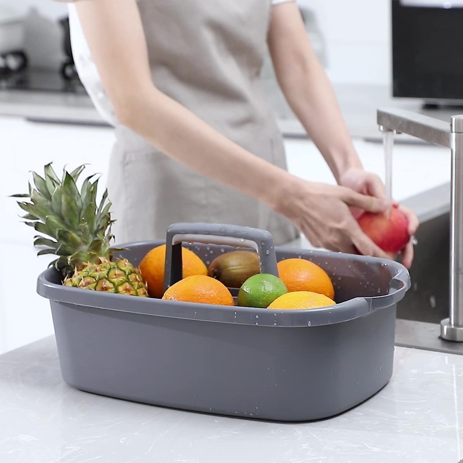 Large Cleaning Supplies Caddy Portable Shower Caddy Basket Dark Gray | Sturdy