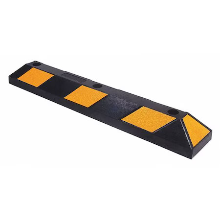 Parking Curb, Rubber, 4 In Height, 3 Ft Length, Black/Yellow, 490W86