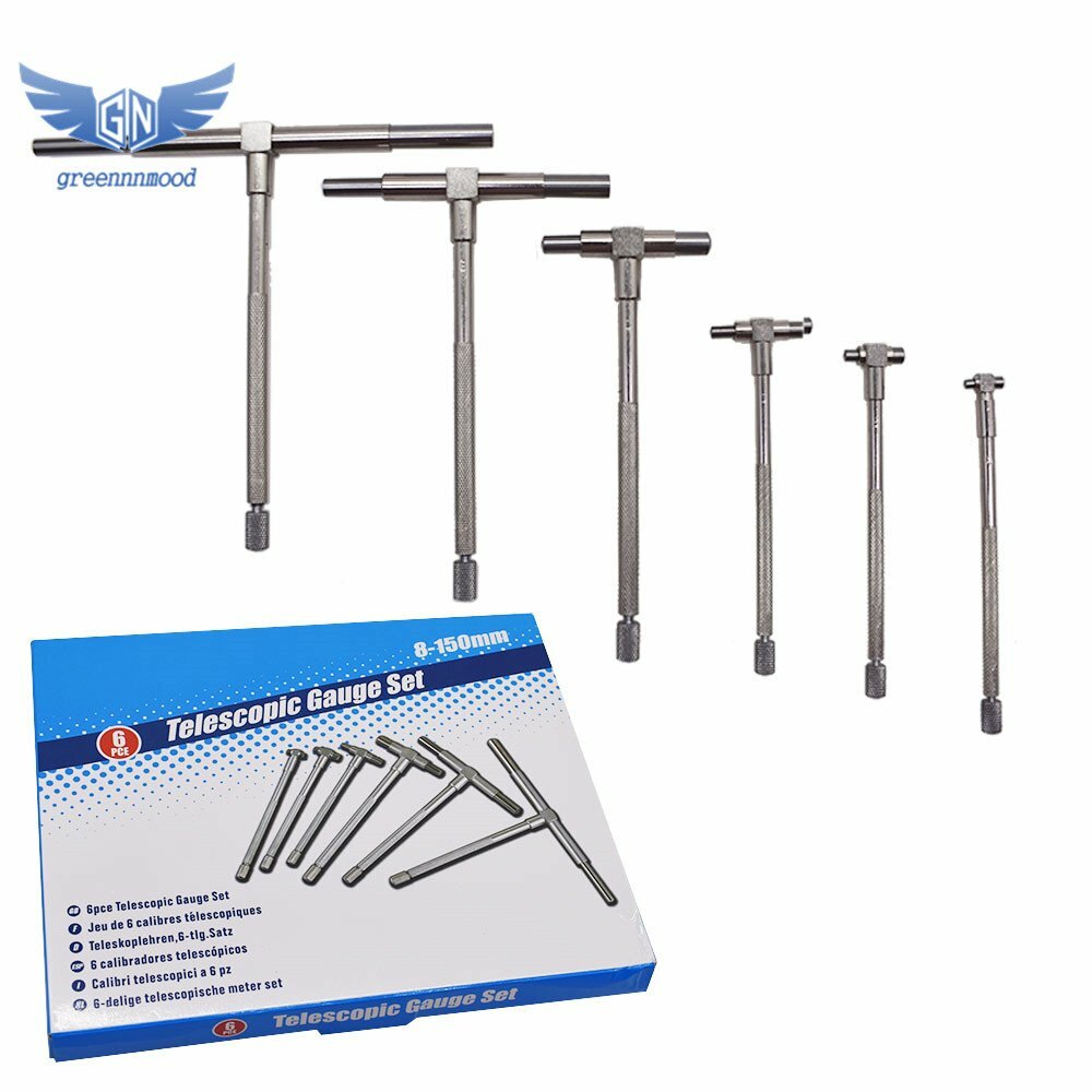 6 Pcs Telescoping Gage Set 5/16″ – 6″ Range Precision T-Bore Hole Gauges Set