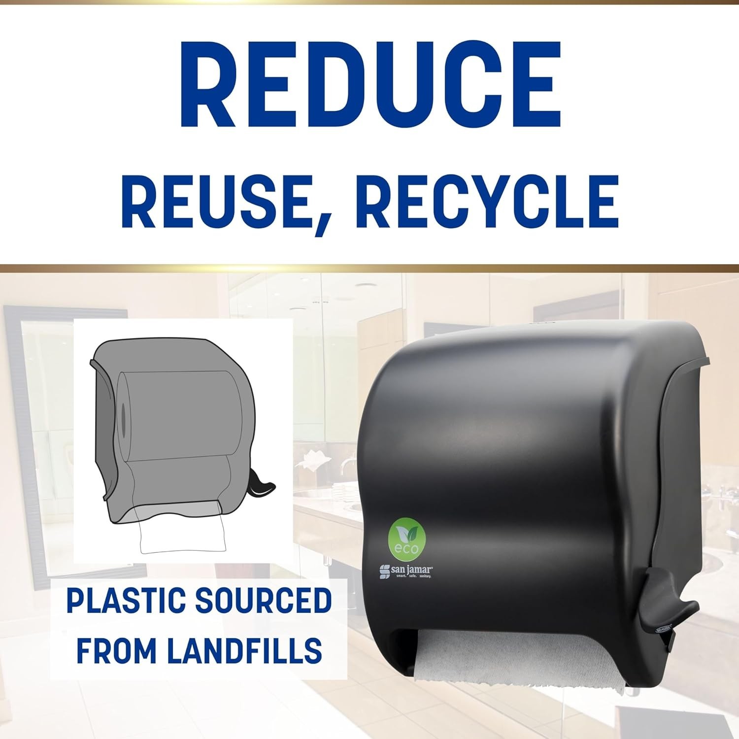 Ecologic Element Recycled Plastic Lever Paper Towel Dispenser, Manual Towel D…