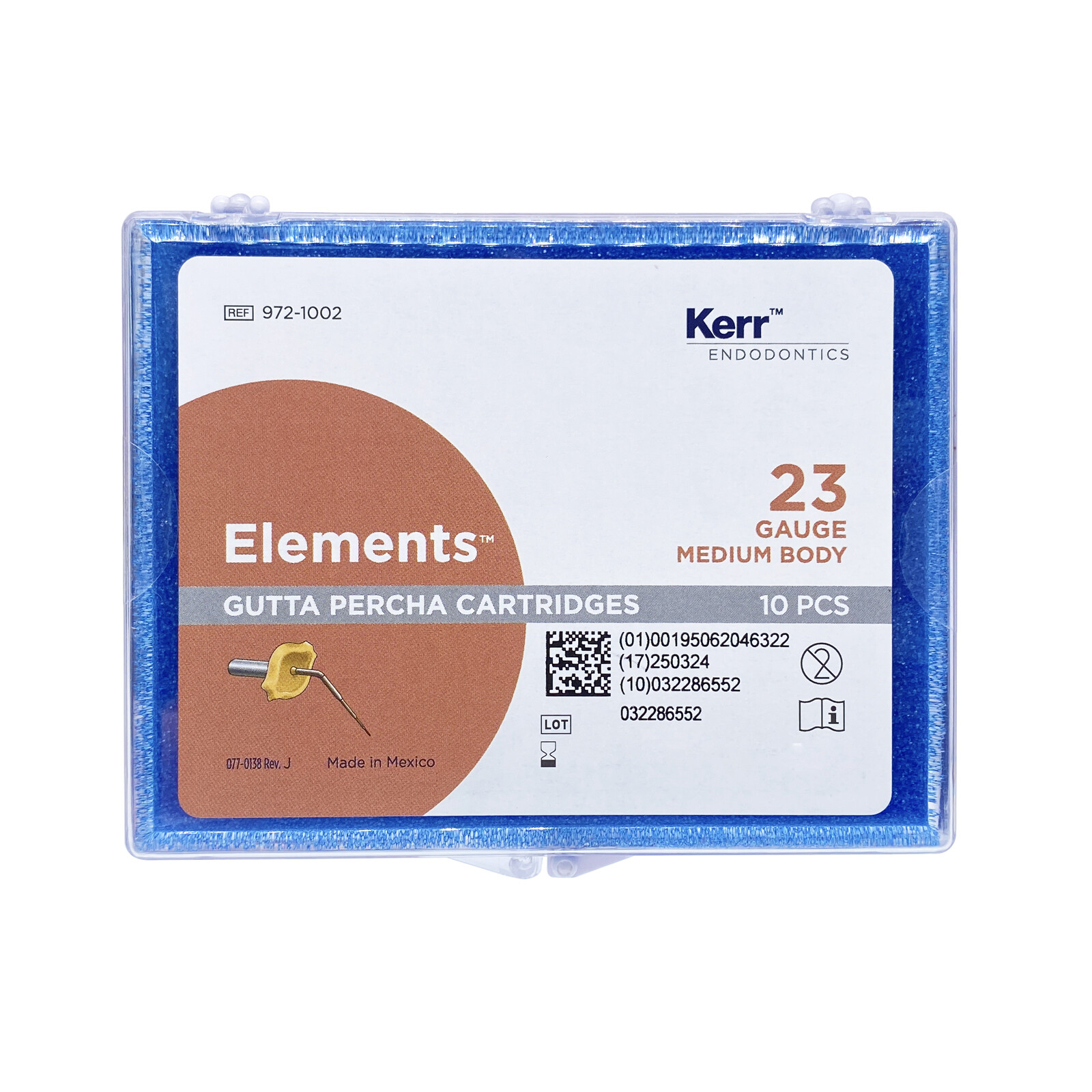 Kerr SybronEndo Gutta Percha 23/25 Gauge Cartridge Elements Obturation 10Pcs/pk