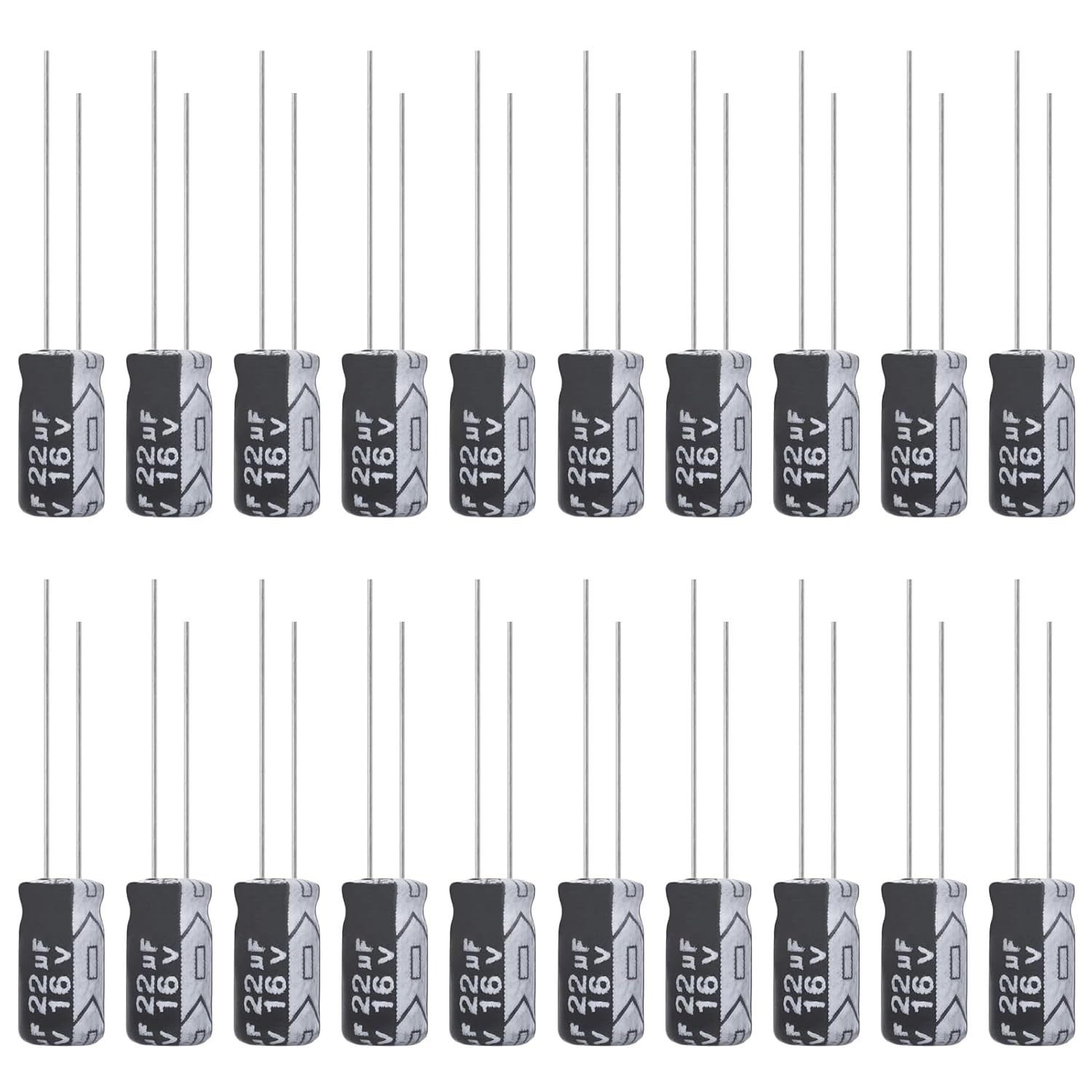 Allecin 22uF 16V 4x7mm Electrolytic Capacitor 22 UF MFD 16 Volt 0.16×0.28in…