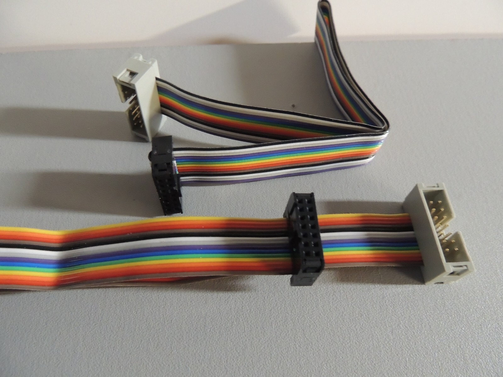 2 pieces 1ft 14-Pin (2×7) Male to Female 2.54mm-Pitch IDC Flat Ribbon Cable