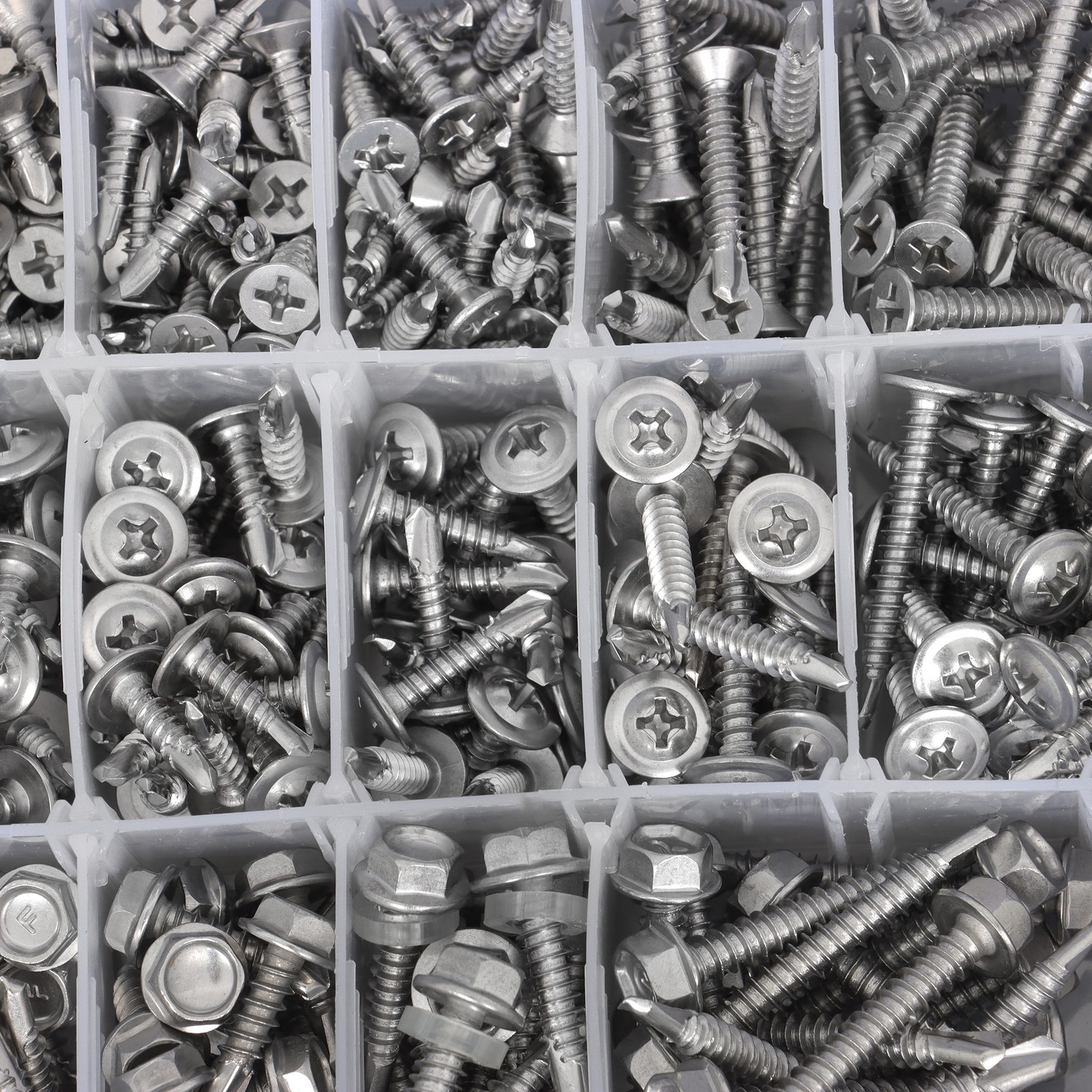 425PC 410 Stainless Steel Self-Tapping Screws #8#10 Self-Drilling Assortment Kit
