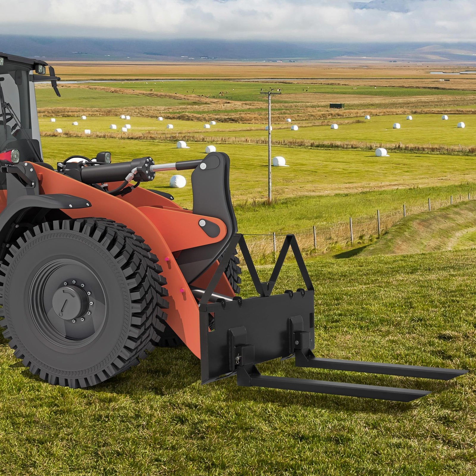 46″ Heavy-Duty Tractor Pallet Forks, Quick Attach Bucket Fork Skid Steer Loader