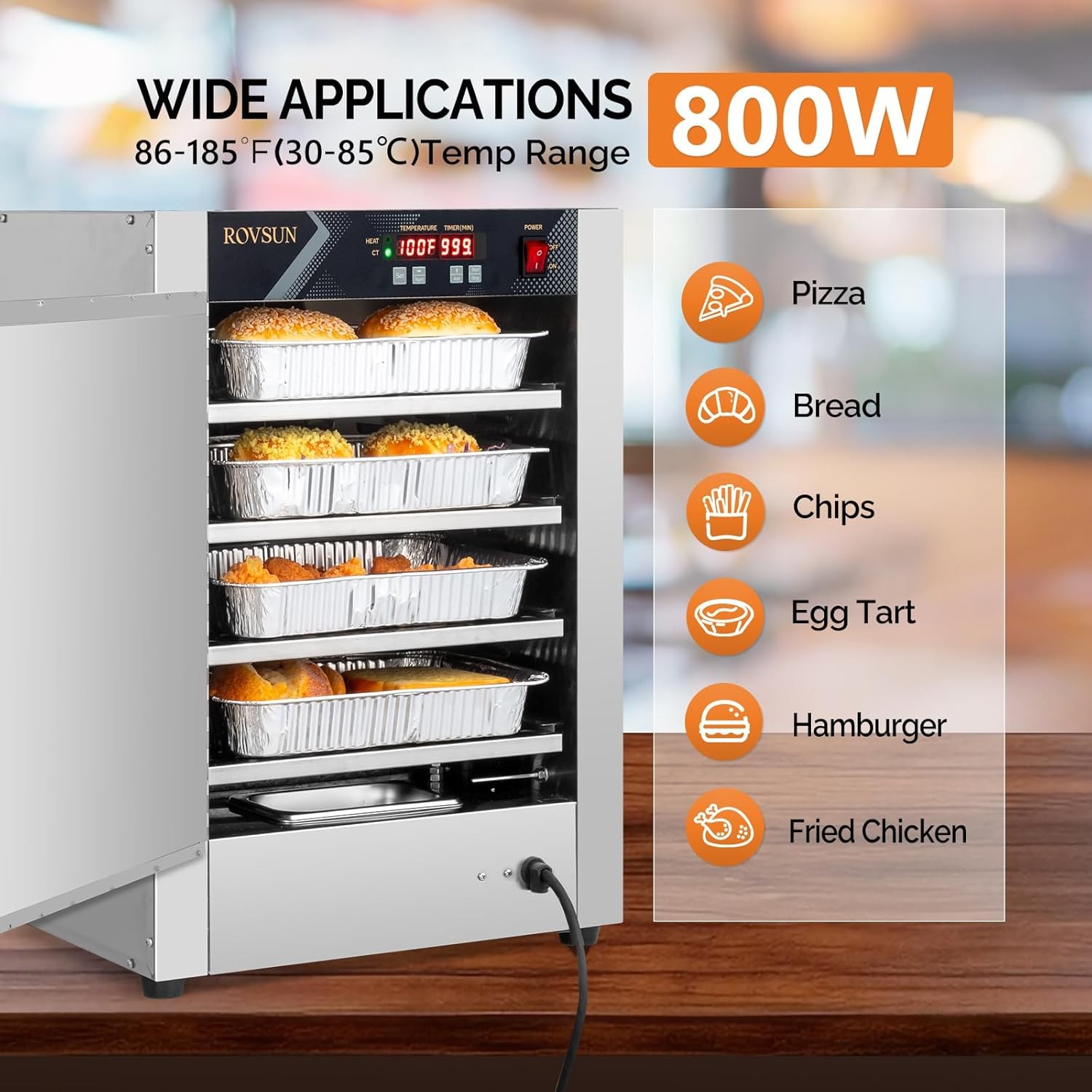 4-Tiers Hot Holding Cabinet Commercial Electric Food Warmer Hot Box Pizza Warmer