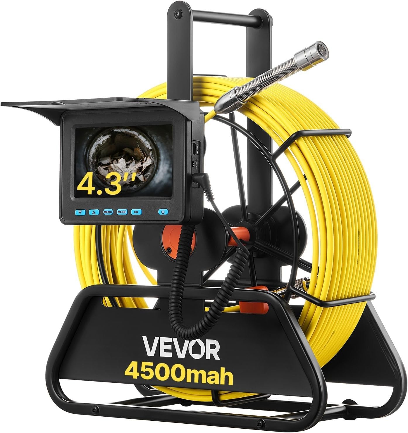 4.3» Drain Inspection Camera with 6 LEDs & 4500mAh Battery for Pipe Inspections