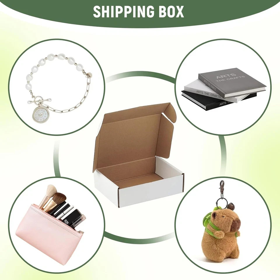 50 Pack 7″X5″X2″ Inch Small Shipping Boxes White Corrugated Cardboard Box for Sm