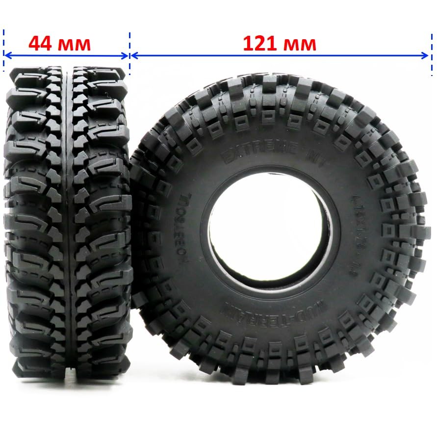 Hobbysoul 4Pcs Rc 1.9 Mud-Terrain Tires Height 121Mm/4.75Inch Tyres For 1/10