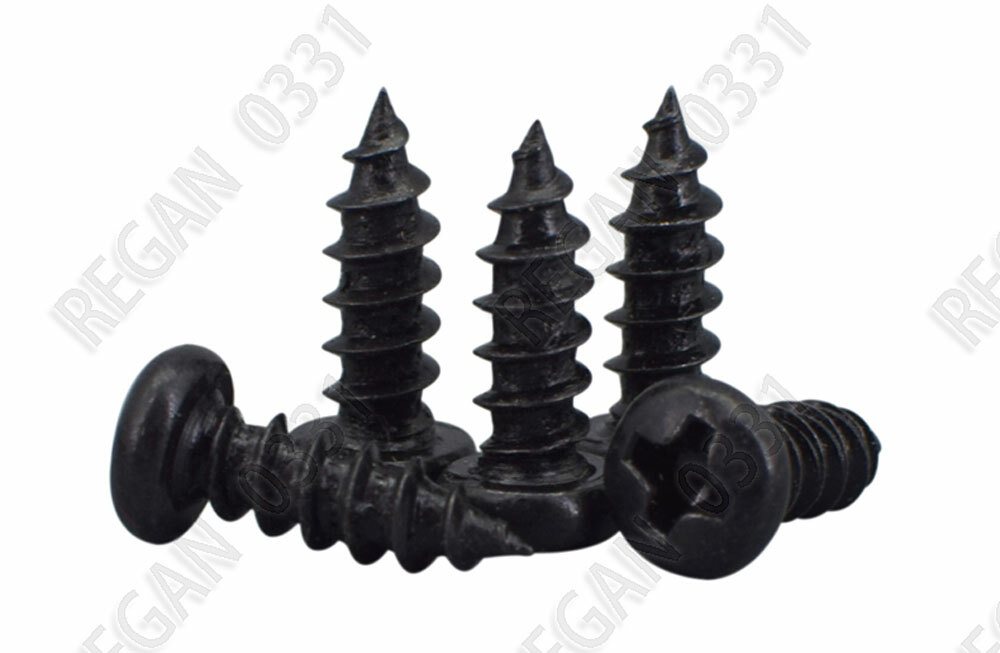 M2 M2.3 M2.5 M3 M3.5 M4 Black Steel Phillips Cross Pan Head Self Tapping Screws