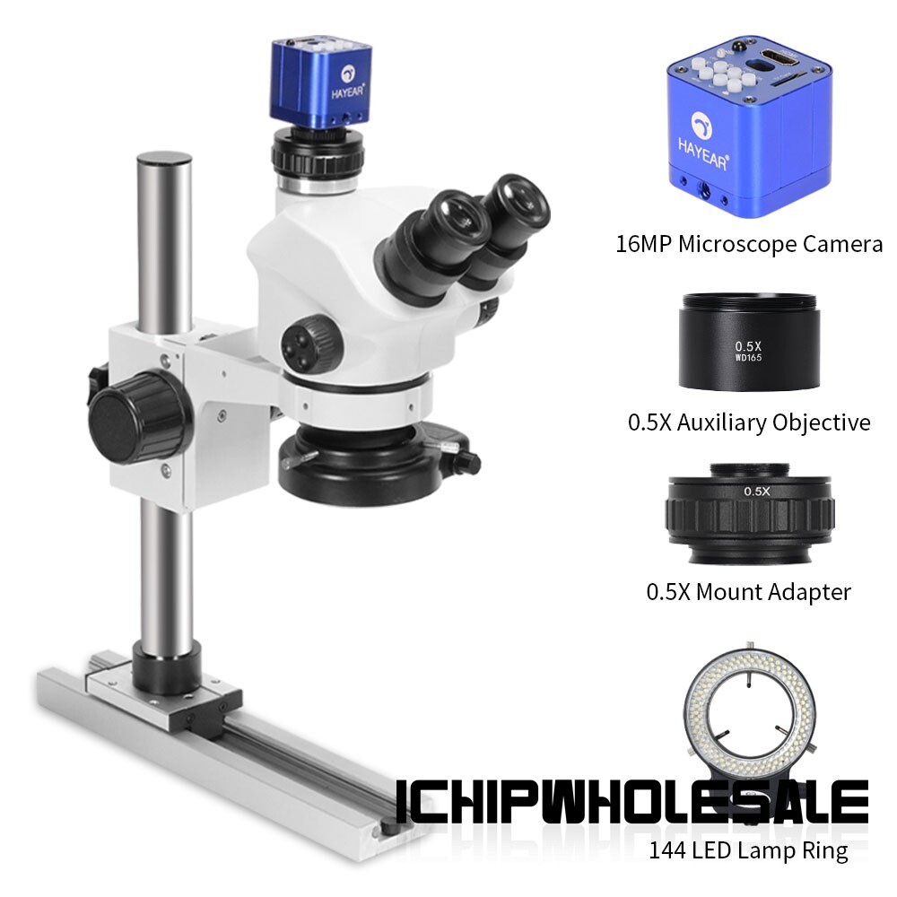HY-5100-HG7045 7-50X Slide-rail Base Microscope Camera Stereo Trinocular Lens