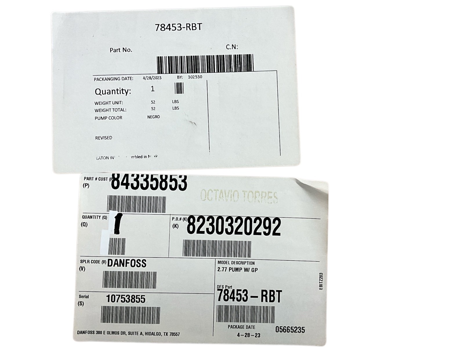 DANFOSS 78453-RBT 2.77 PUMP W/ GP (BLACK)